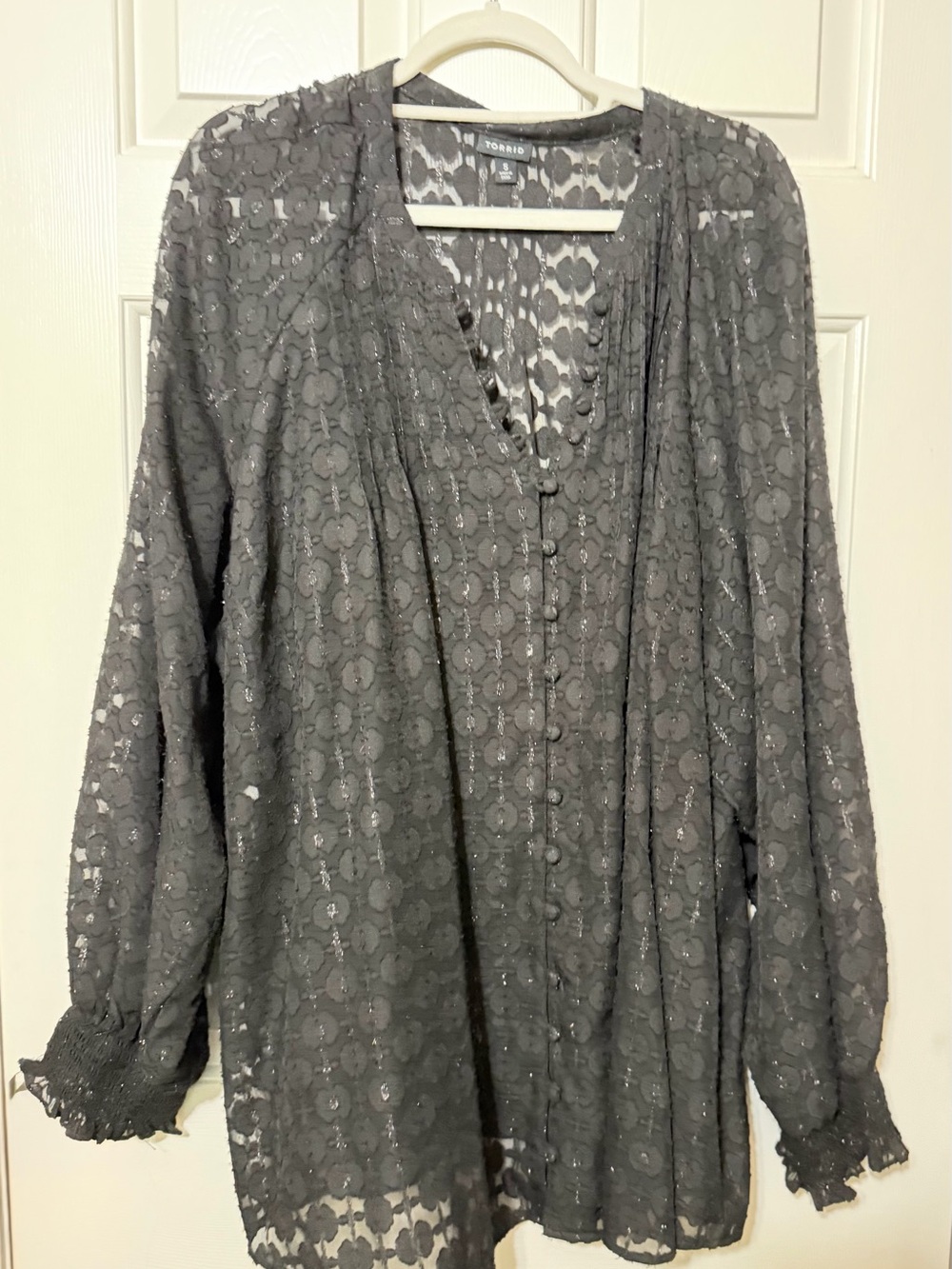 Torrid Black Lace Button-Front Blouse
